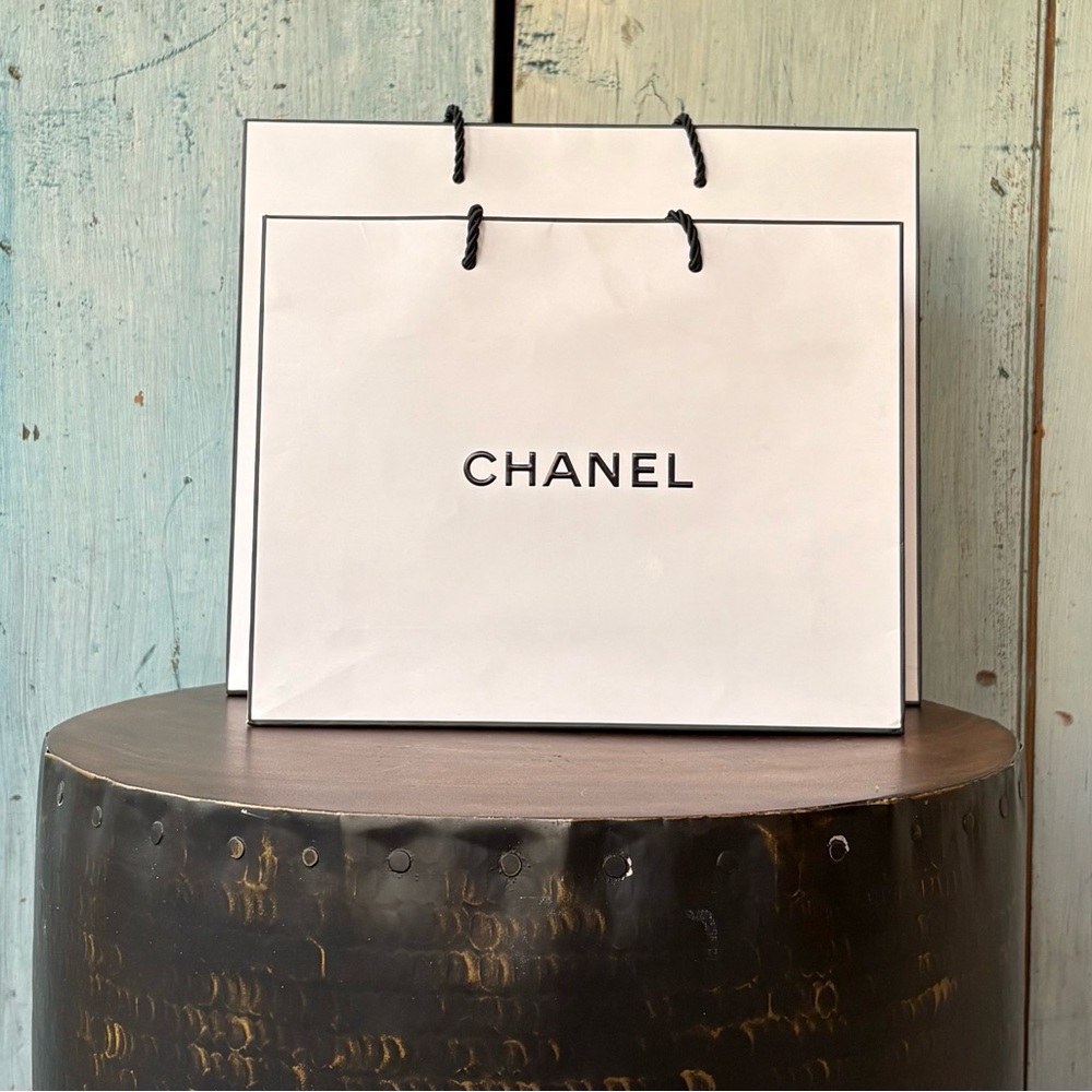 Two sizes CHANEL tote type shopping bags: 11-1/2” x 9-3/4” x 5,” & 10” x 8” x 3” - Picture 2 of 5